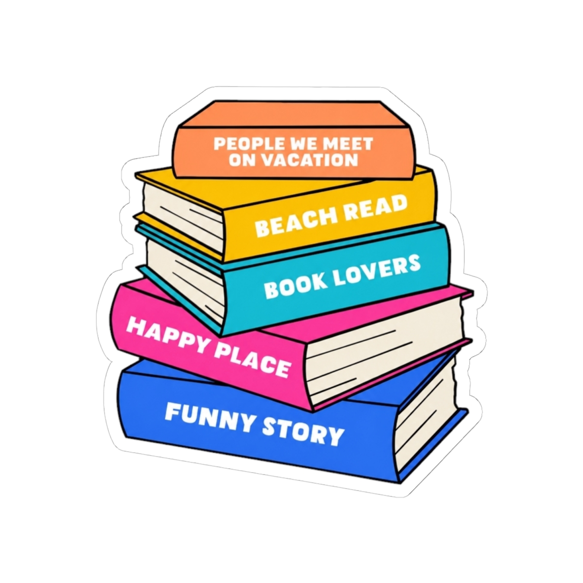 Emily Henry Book Stack Cartoon - alternate angle 1, merchandise